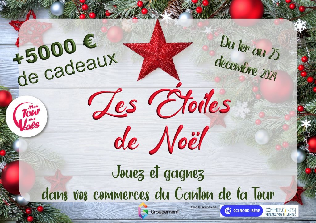 Affiche jeu des étoiles de Noël 2024 des commerçants du canton de la Tour du Pin