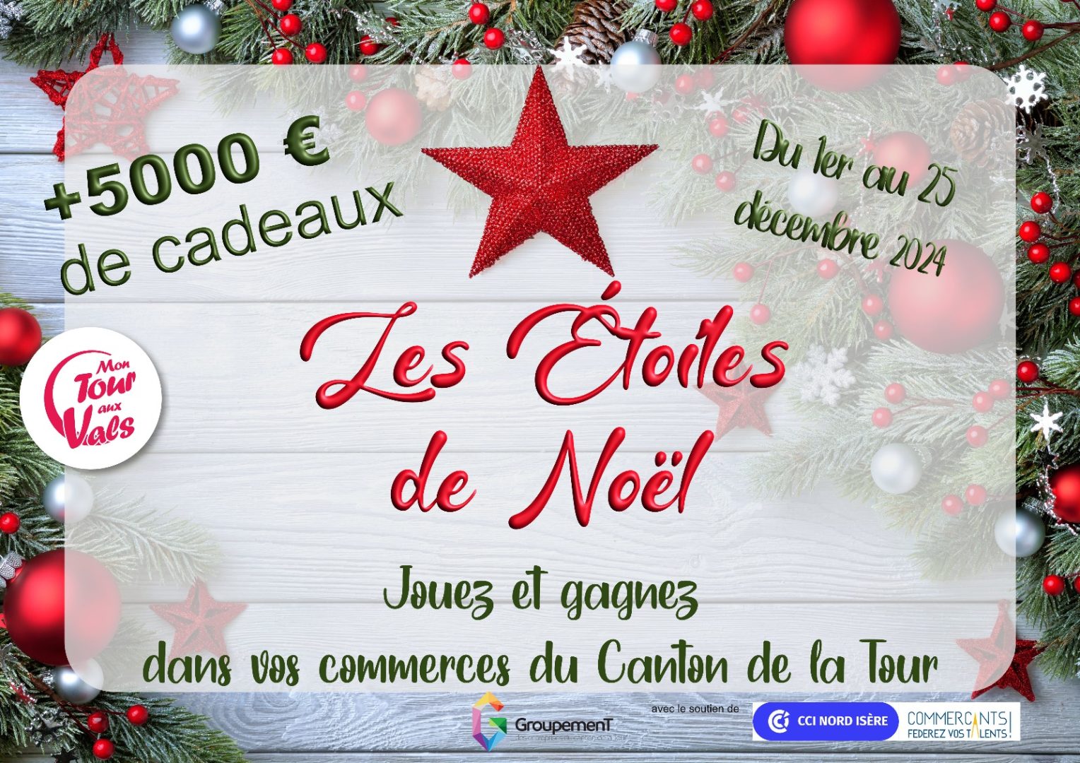 Affiche jeu des étoiles de Noël 2024 des commerçants du canton de la Tour du Pin